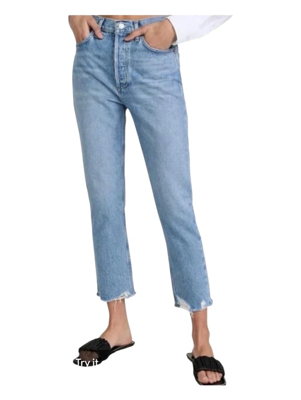 Agolde Womens High Rise Straight Crop Riley Denim Jeans Size 29